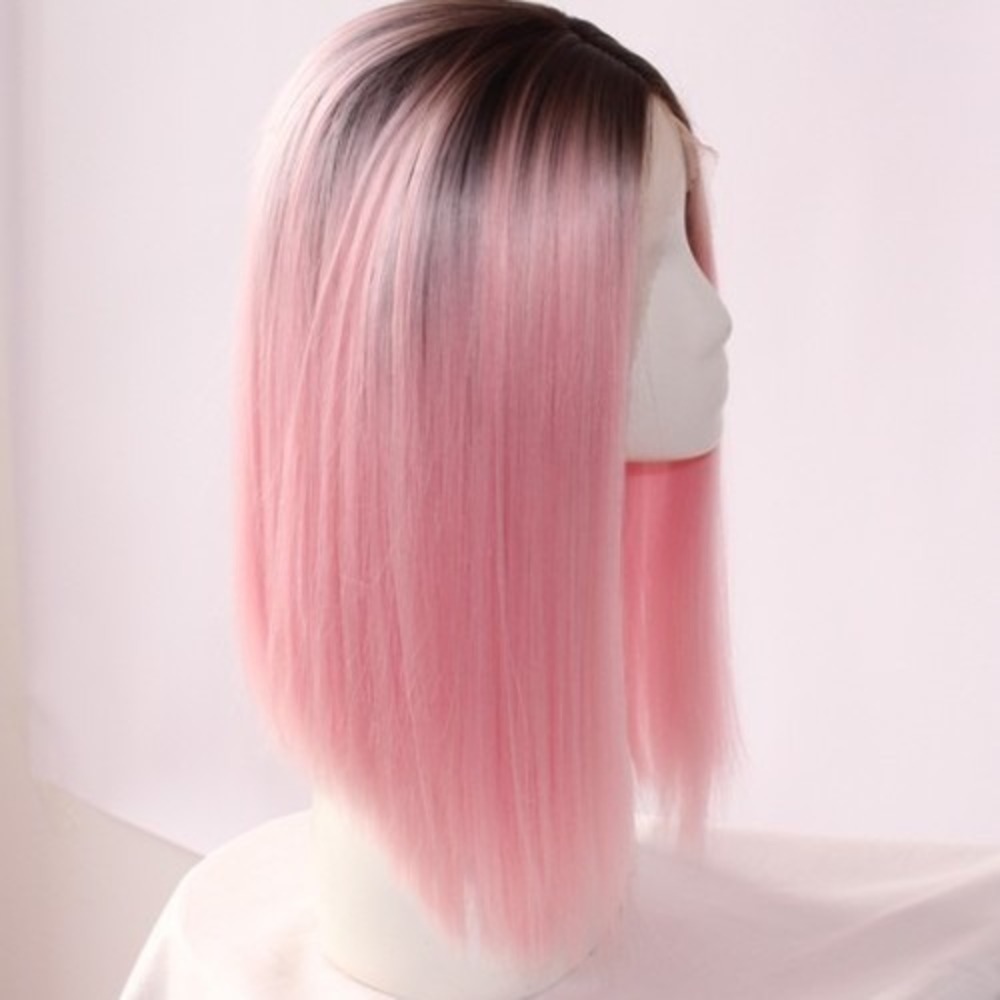 Uniwigs Bob Synthetic Lace Front Wig Pink Ombre Tonya 2016 Straight